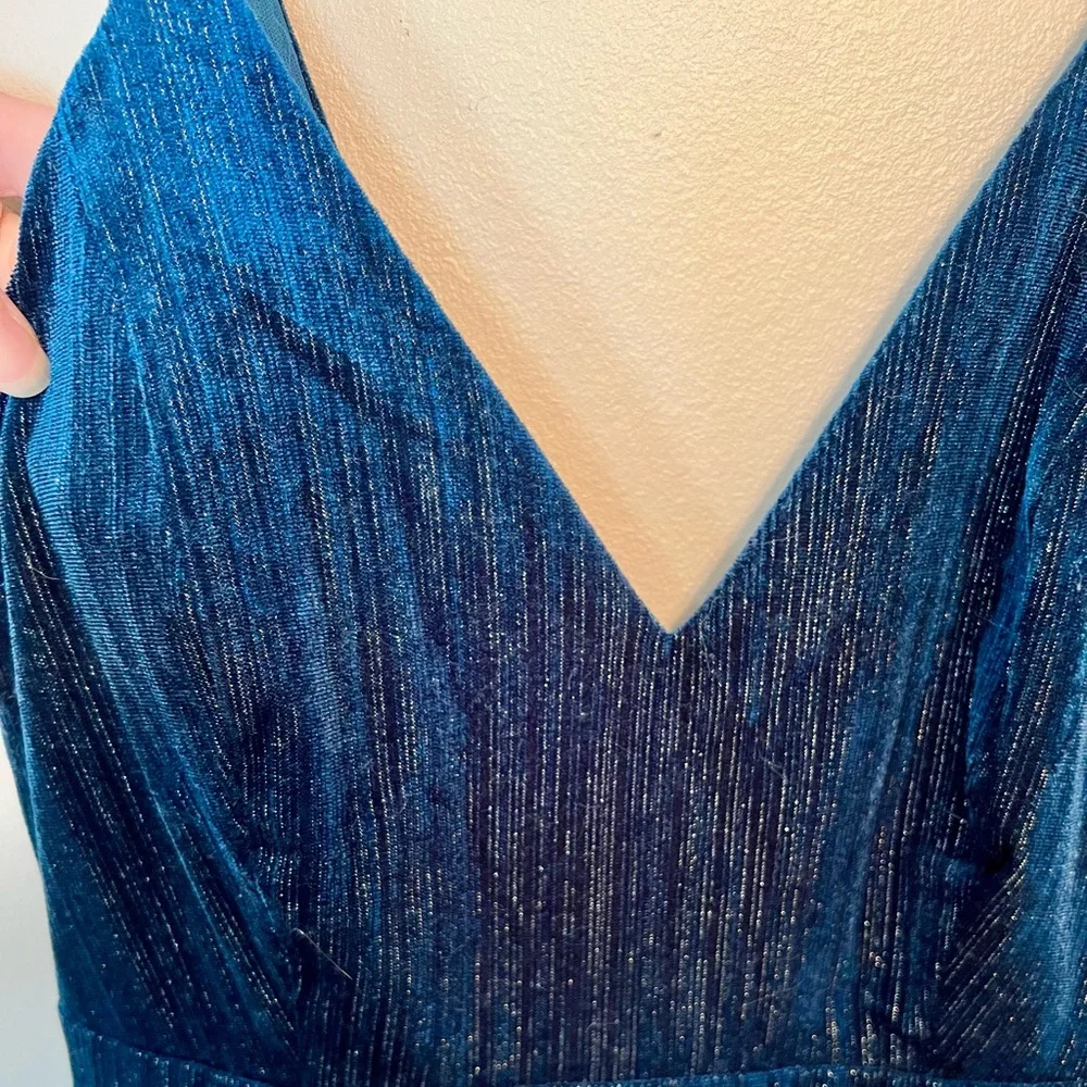 Blue & Silver Velvet Jumpsuit from Francesca’s, Size S - Picture 2 of 4